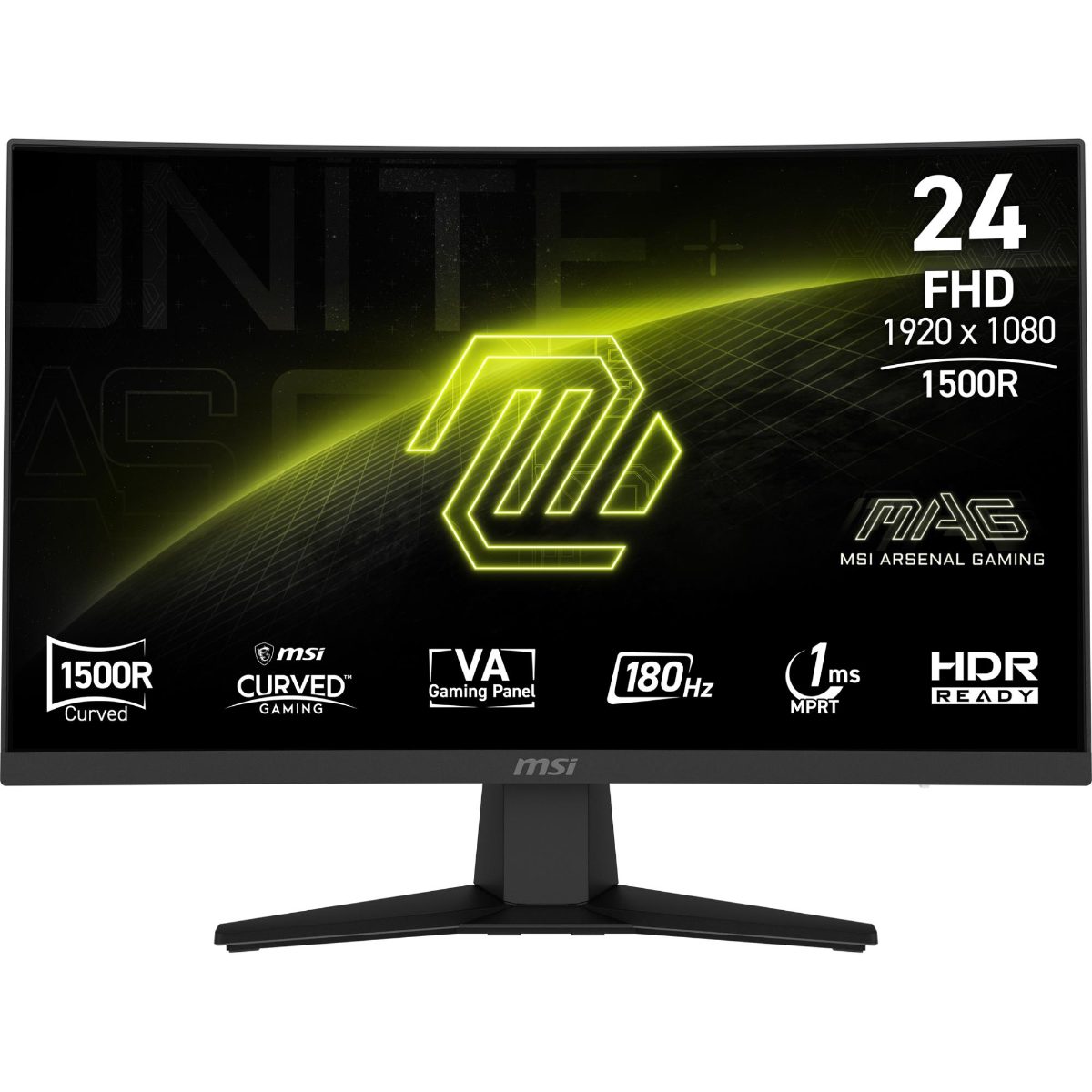 LCD Monitor, MSI, 23.6 ", 1920 x 1080 pixels, Full HD, Native aspect ratio 16:9, LCD, Curved, MAG244C