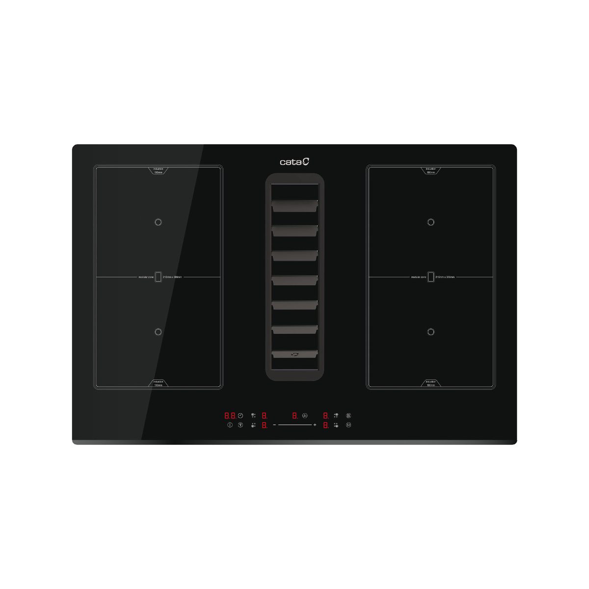 CATA Venting Hob, IAS 7024, Induction, Number of burners/cooking zones 4, Slider, Black, CATA, Hob with Hood, 77 cm
