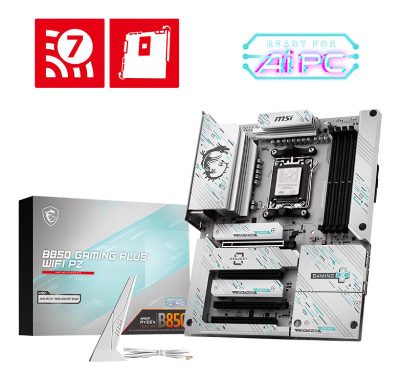 MSI B850 GAMING PLUS WIFI PZ, Processor family AMD B850, Processor socket AM5, DDR5, Supported hard disk drive interfaces SATA, M.2, Number of SATA connectors 4