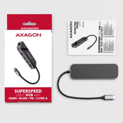 AXAGON SuperSpeed USB-C COMBO 6in1 Hub, HMC-6GL