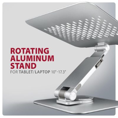 AXAGON Desk Mount, STND-LR stand with 360° rotation for laptops and tablets, Adjustable Height, Angle, 10-17.3 ", Aluminum
