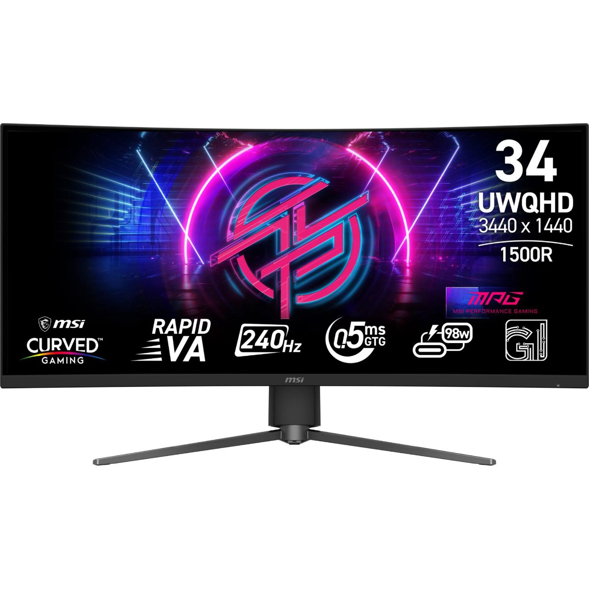 LCD Monitor, MSI, 34 ", 3440 x 1440 pixels, Native aspect ratio 21:9, LCD, MPG346CQRFX24