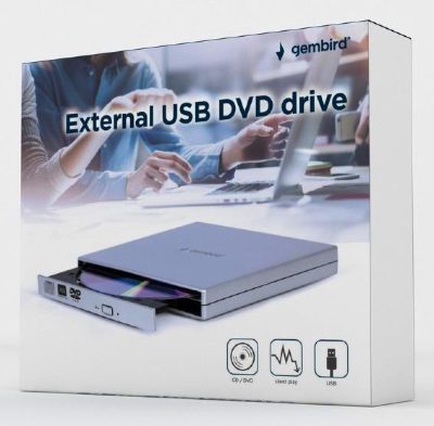 Gembird External USB DVD drive, DVD-USB-021-SV, Interface USB 2.0, CD/DVD, CD read speed 24 x, CD write speed 24 x, Silver