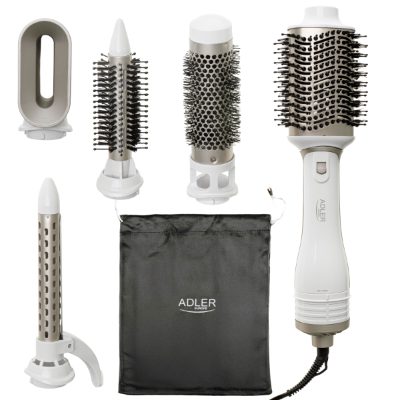 Adler 5-in-1 Curling Iron-Dryer, AD 2027, Number of heating levels 2, 1200 W, White/Champagne