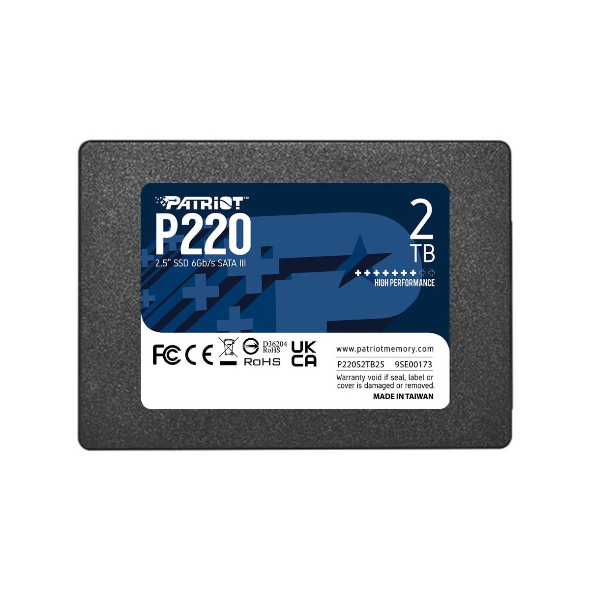 SSD, PATRIOT, P220, 2TB, SATA, Write speed 500 MBytes/sec, Read speed 550 MBytes/sec, 2,5", TBW 960 TB, P220S2TB25