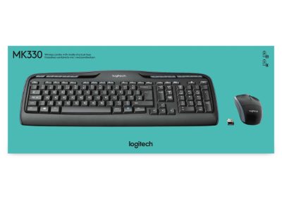 Logitech MK330, Keyboard and Mouse Set, Wireless, Mouse included, US International, Black