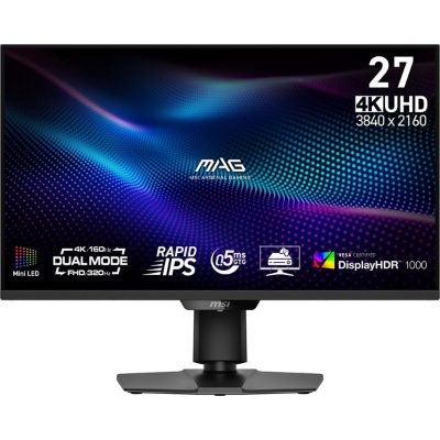 LCD Monitor, MSI, MAG 274UPDF E16M, 27", Gaming/Frameless/4K, Matte, Panel IPS, 3840x2160, 16:9, 160Hz, 0.5 ms, Colour Black, MAG274UPDFE16M