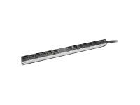 Aluminum Outlet Strip with overload protection, DN-95405, Sockets quantity 12