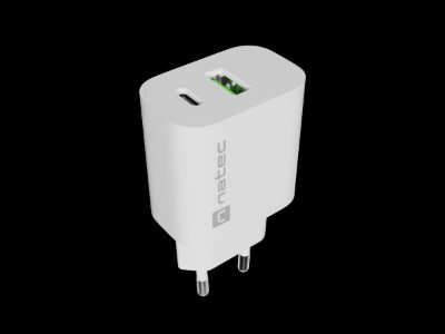 Natec Ribera USB Charger 1X USB-A + 1X USB-C 20W, White