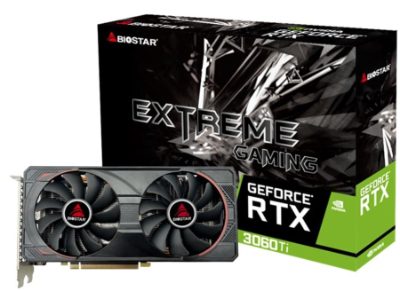 Graphics Card, BIOSTAR, NVIDIA GeForce RTX 3060 Ti, 8 GB, GDDR6, 256 bit, PCIE 4.0 16x, GPU 1410 MHz, Dual Slot Fansink, 1xHDMI, 3xDisplayPort, VN3606TM82