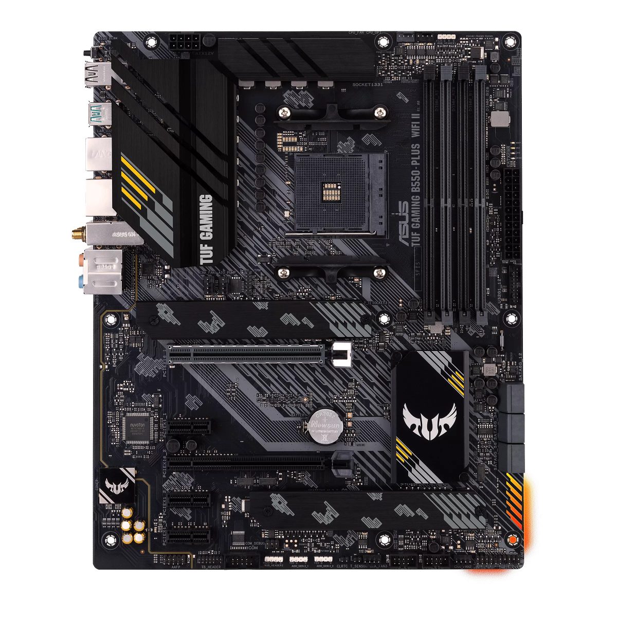 TUF GAMING B550-PLUS WIFI II, Processor family AMD, Processor socket AM4, DDR4 DIMM, Memory slots 4, Supported hard disk drive interfaces 	SATA, M.2, Number of SATA connectors 6, Chipset AMD B550, 30.5cm x 24.4cm