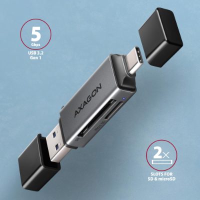 AXAGON Mobile USB 3.2 Gen 1 MINI card reader with USB-C and USB-A connectors, CRE-DAC