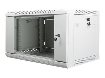 Rack cabinet 19" wall-mount 6U/600x450 (flat pack) with glass door, WF01-6406-10S, Grey