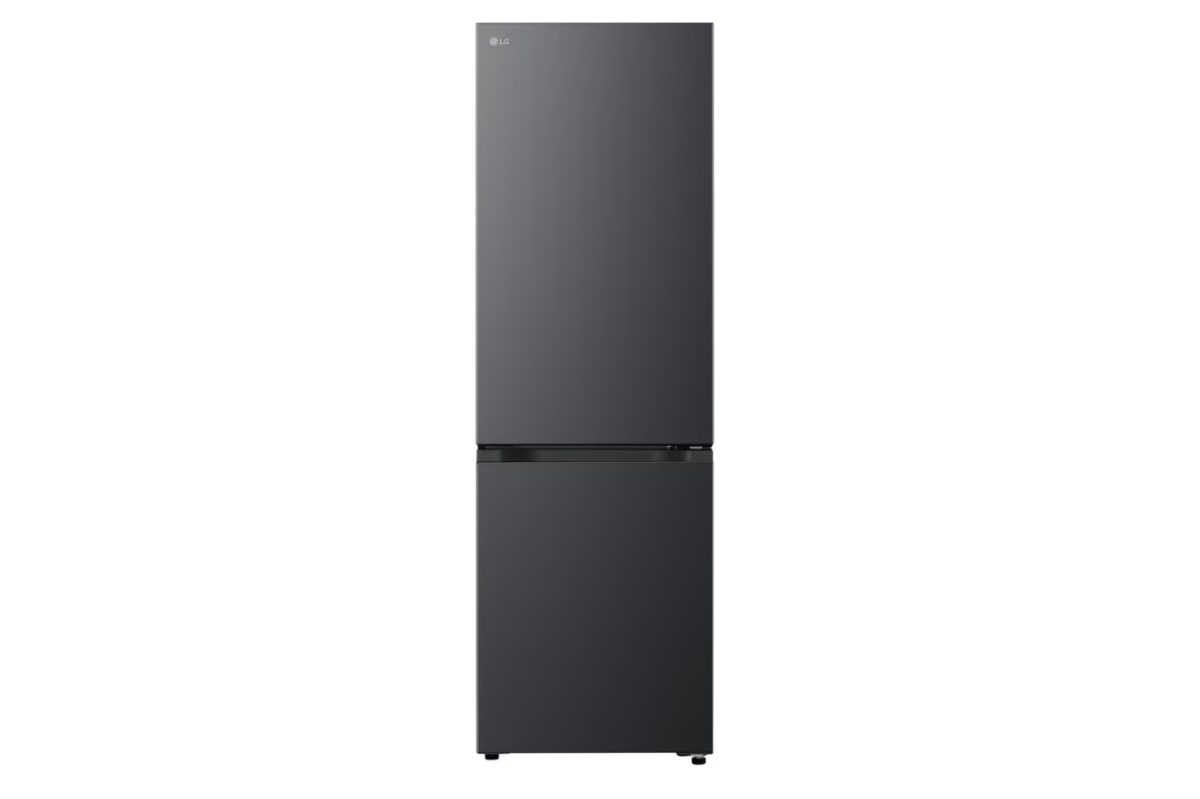 LG Refrigerator, GBBSJ10EEP, Energy efficiency class E, Free standing, Combi, Height 186 cm, No Frost system, Fridge net capacity 220 L, Freezer net capacity 113 L, Display, 35 dB, Essence Matte Black