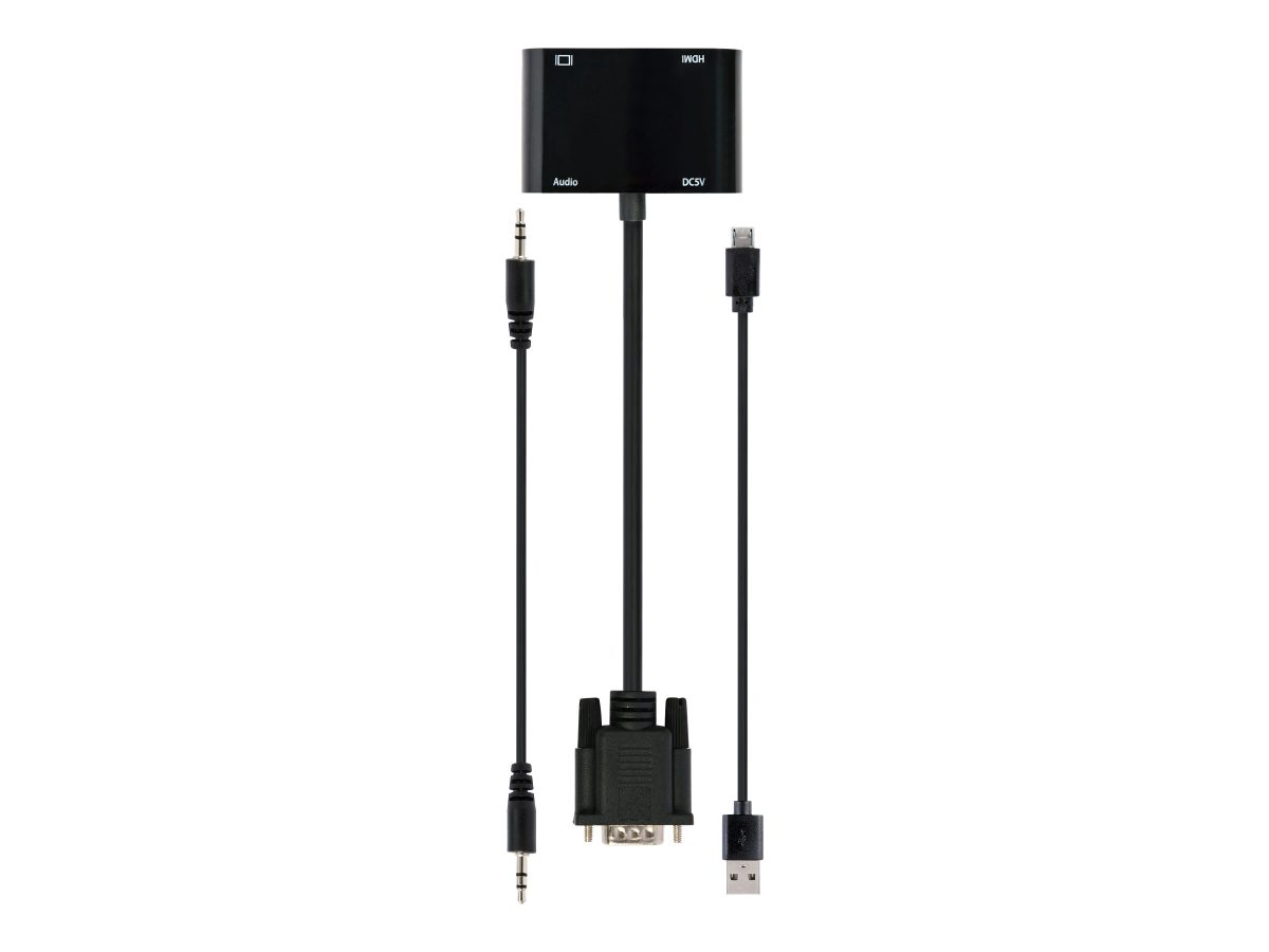 Gembird A-VGA-HDMI-02 VGA to HDMI + VGA adapter cable, 0.15 m, black, Cablexpert