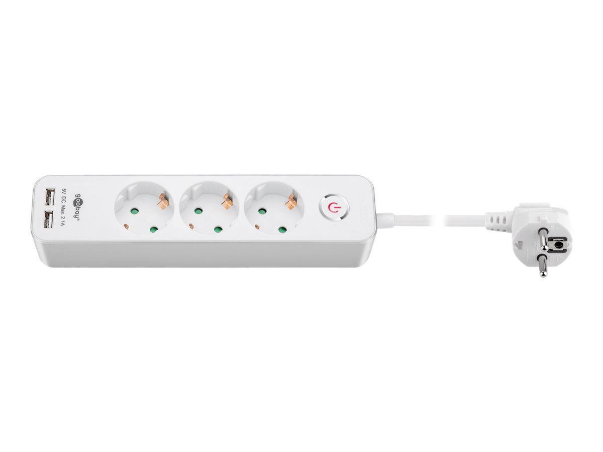 41264 3-Way Power Strip with Switch and USB, Sockets quantity 3
