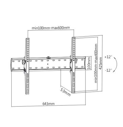 Wall mount, Tilt, 37-70 ", Maximum weight (capacity) 40 kg, Black