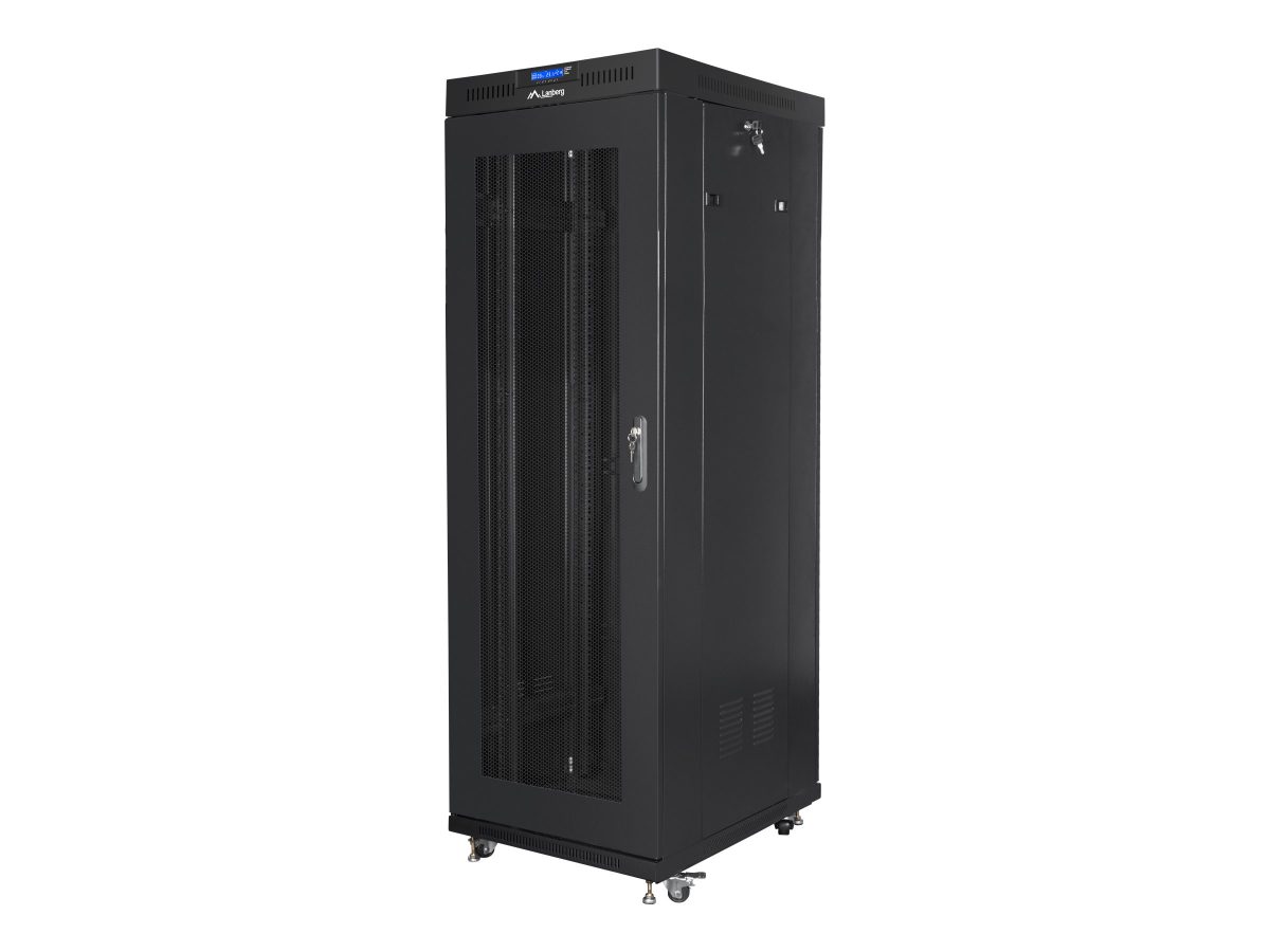 Rack cabinet 19" free-standing 37U/600x800 (flat pack) with mesh door, LCD, FF01-6837-23BL, Black