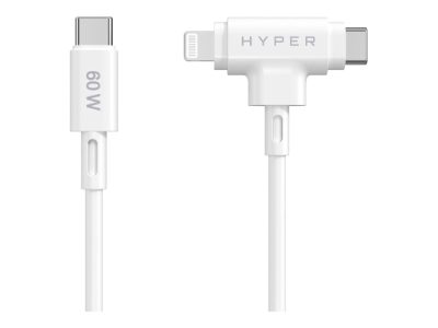HyperJuice Silicone USB-C to USB-C and Lightning Hybrid 60W Cable