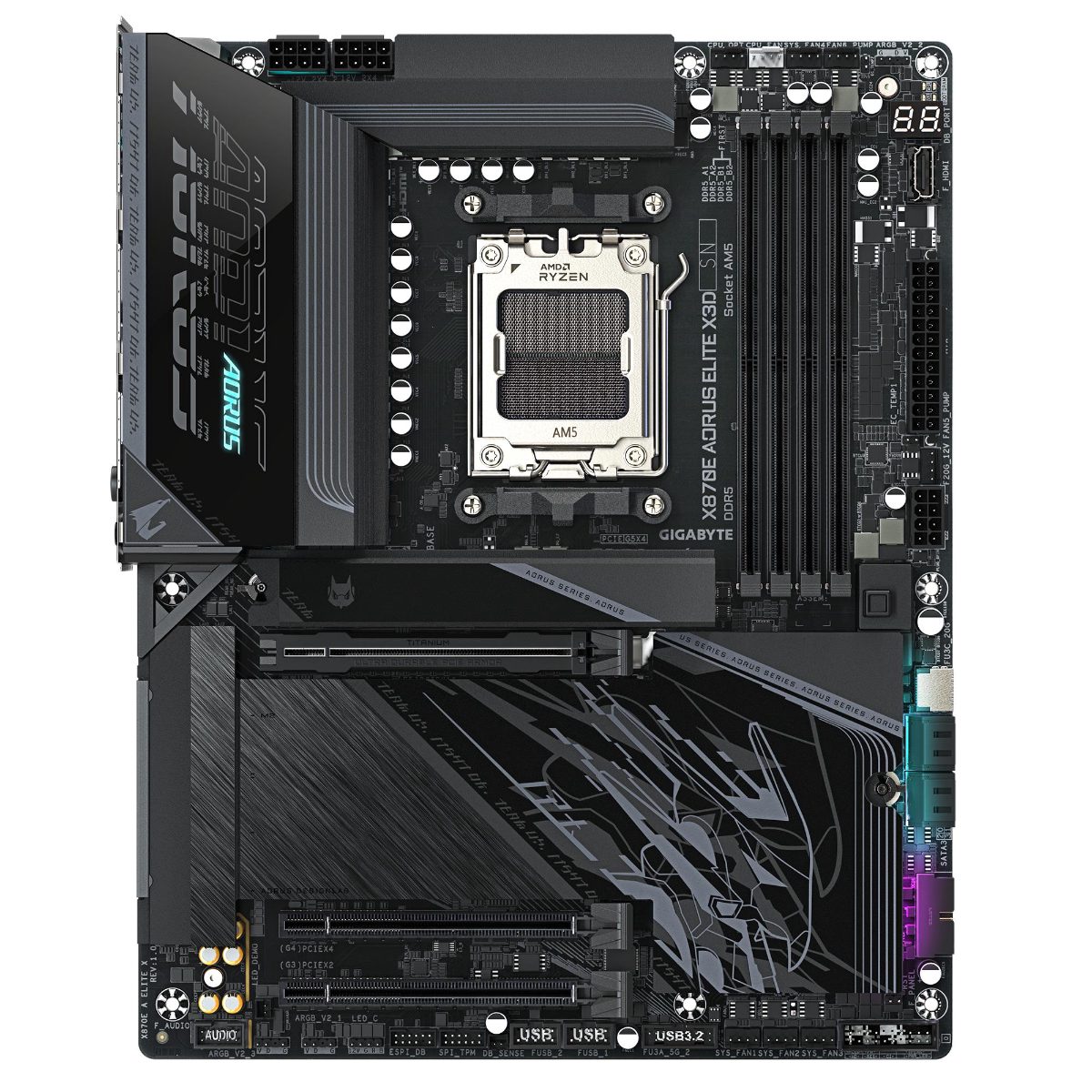 Gigabyte X870E A ELITE X, Processor family AMD, Processor socket AM5, DDR5, Supported hard disk drive interfaces SATA, M.2, Number of SATA connectors 4