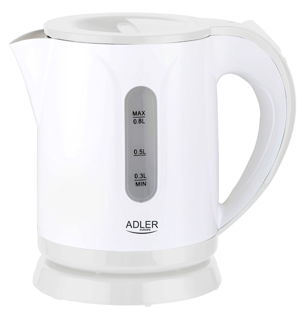 Kettle, AD 1371w, Electric, 850 W, 0.8 L, Stainless steel/Polypropylene, 360° rotational base, White