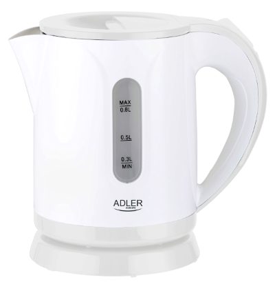 Kettle, AD 1371w, Electric, 850 W, 0.8 L, Stainless steel/Polypropylene, 360° rotational base, White