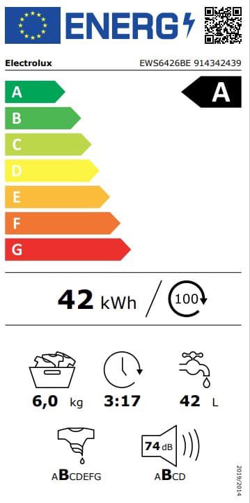 Electrolux veļas mazg.mašīna(front.ielāde), 6kg, balta