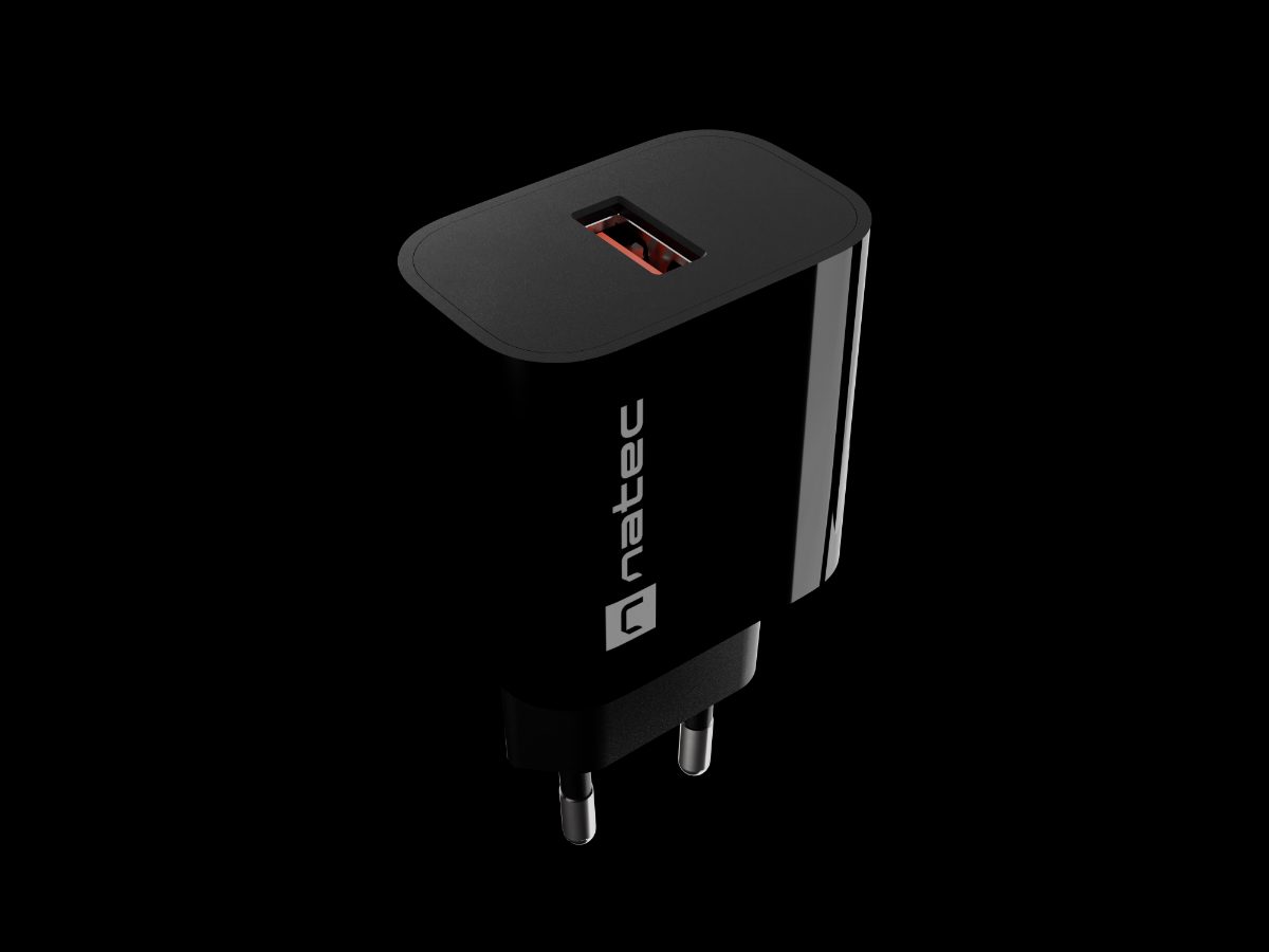 Natec Ribera USB Charger 1X USB-A 18W, Black