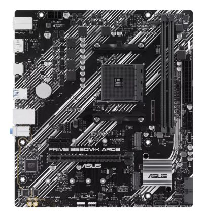 Mainboard, ASUS, AMD B550, SAM4, Micro-ATX, Memory DDR4, Memory slots 2, 1xPCI-Express 3.0 1x, 1xPCI-Express 3.0 16x, 1xPCI-Express 4.0 16x, 1xM.2, 1xHDMI, 1xDisplayPort, 1xAudio-In, 1xAudio-Out, 1xMicrophone, 2xUSB 2.0, 4xUSB 3.2, 1xPS/2, 1xRJ45, PRIMEB550M-KARGB