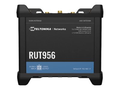 Industrial Router, RUT956, 802.11n, 10/100 Mbit/s, Ethernet LAN (RJ-45) ports 4, Mesh Support No, MU-MiMO No, 2G/3G/4G, Antenna type 	2 x SMA for LTE, 2 x RP-SMA for WiFi, 1 x SMA for GNSS, 1x USB 2.0