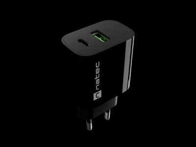 Natec Ribera USB Charger 1X USB-A + 1X USB-C 20W, Black