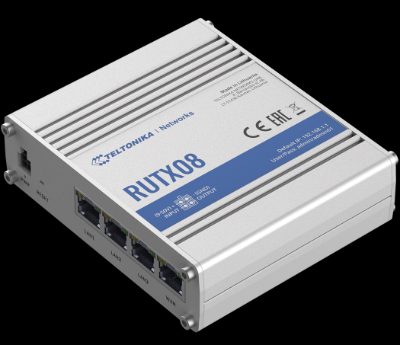 Industrial Router, RUTX08, No Wi-Fi, 10/100/1000 Mbit/s, Ethernet LAN (RJ-45) ports 4, Mesh Support No, MU-MiMO No, No mobile broadband, 1, 24 month(s)