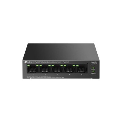 5-Port 10/100Mbps Switch with 4-Port PoE, LS105LP, Unmanaged, Desktop