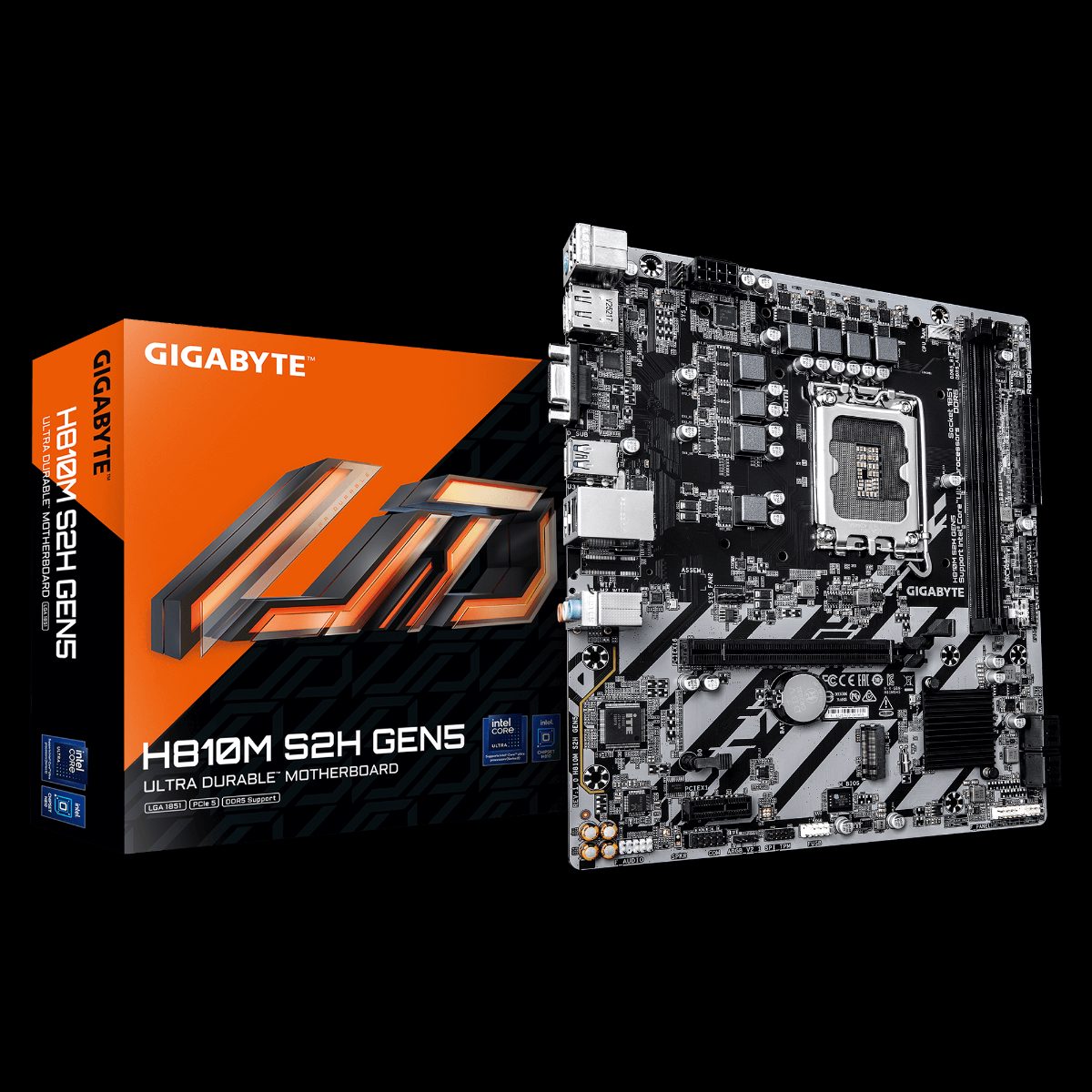 Gigabyte H810M S2H GEN5, Processor family Intel, Processor socket LGA1851, DDR5, Supported hard disk drive interfaces SATA, M.2, Number of SATA connectors 4