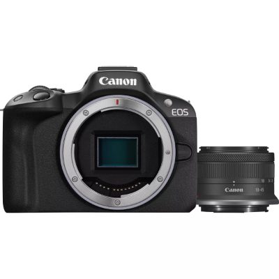 EOS R50 + RF-S 18-45mm F4.5-6.3 IS STM (SIP), Megapixel 24.2 MP, Image stabilizer, ISO sensitivity (max) 32000, Display diagonal 2.95 ", Wi-Fi, Video recording, Automatic, manual, CMOS, Black