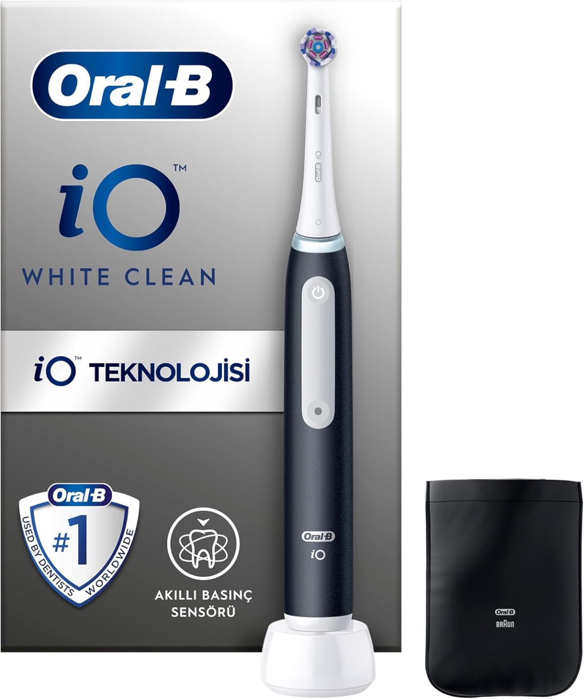 Oral-B Electric Toothbrush, iO White Clean, Rechargeable, For adults, Number of brush heads included 1, Number of teeth brushing modes 2, Black/White