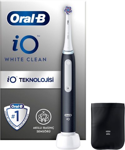 Oral-B Electric Toothbrush, iO White Clean, Rechargeable, For adults, Number of brush heads included 1, Number of teeth brushing modes 2, Black/White