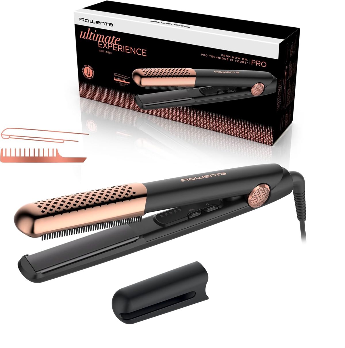 Rowenta Professional Hair Straightener, SF8230F0, Ceramic heating system, Display LED indicators, Temperature (max) 200 °C, Black/Copper