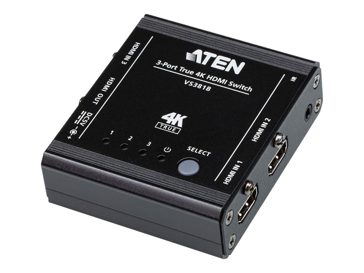 3-Port True 4K HDMI Switch, VS381B, Input: 3 x HDMI Type A Female; Output: 1 x HDMI Type A Female