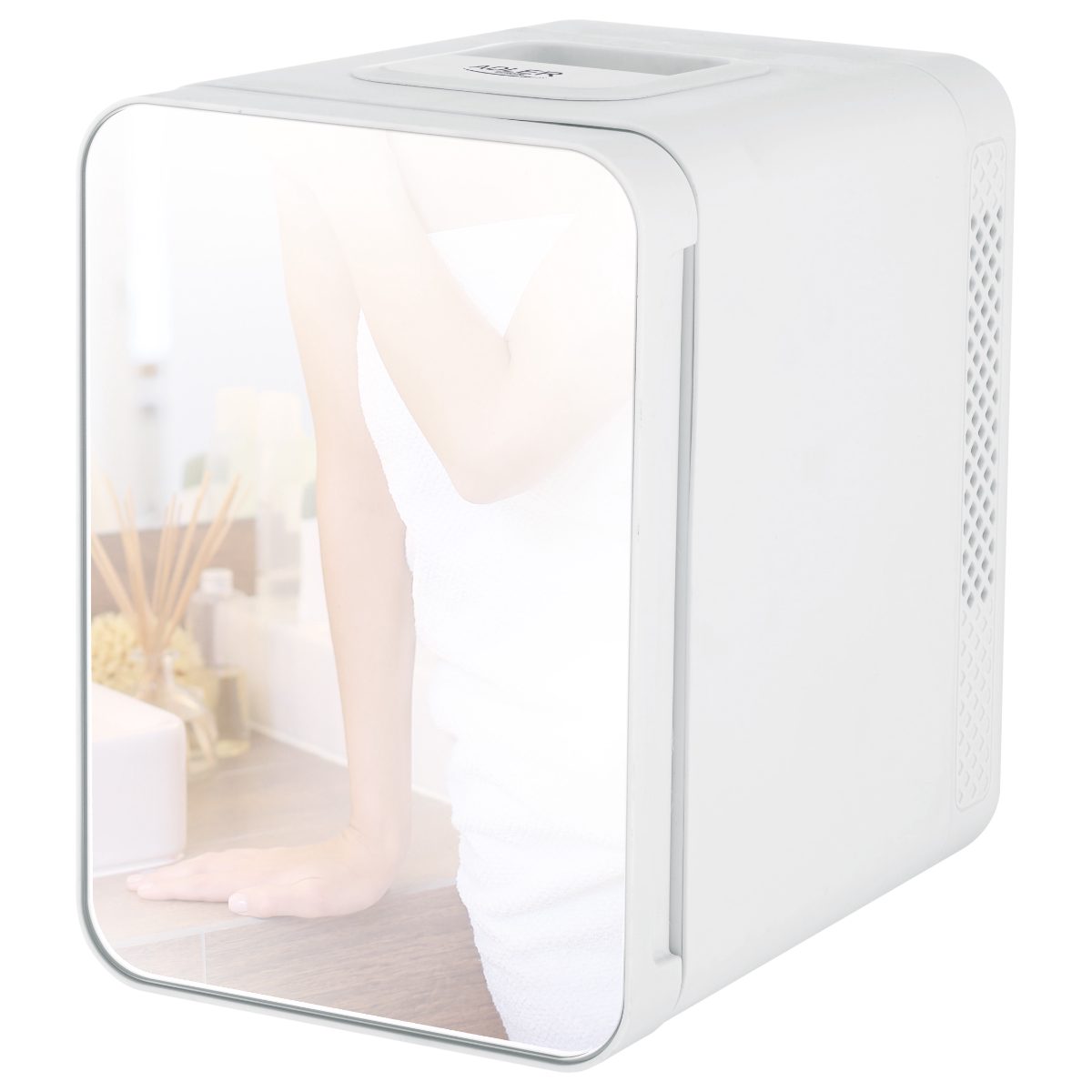 Mini refrigerator with mirror, AD 8085, Free standing, Larder, Height 27 cm, Fridge net capacity 4 L, White