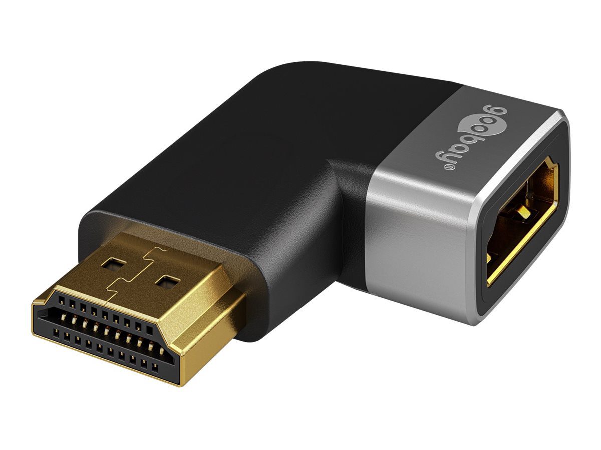 Goobay HDMI Angled Adapter 270° Horizontal, 8K @ 60 Hz, Gold-Plated, Black/Silver, 72012