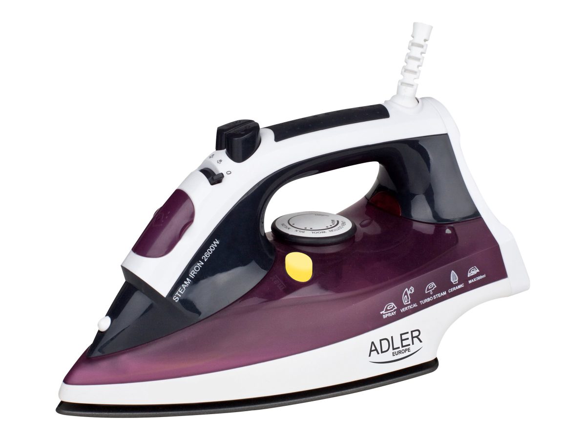 Iron, Adler, AD 5022, With cord, 2200 W, Purple/White