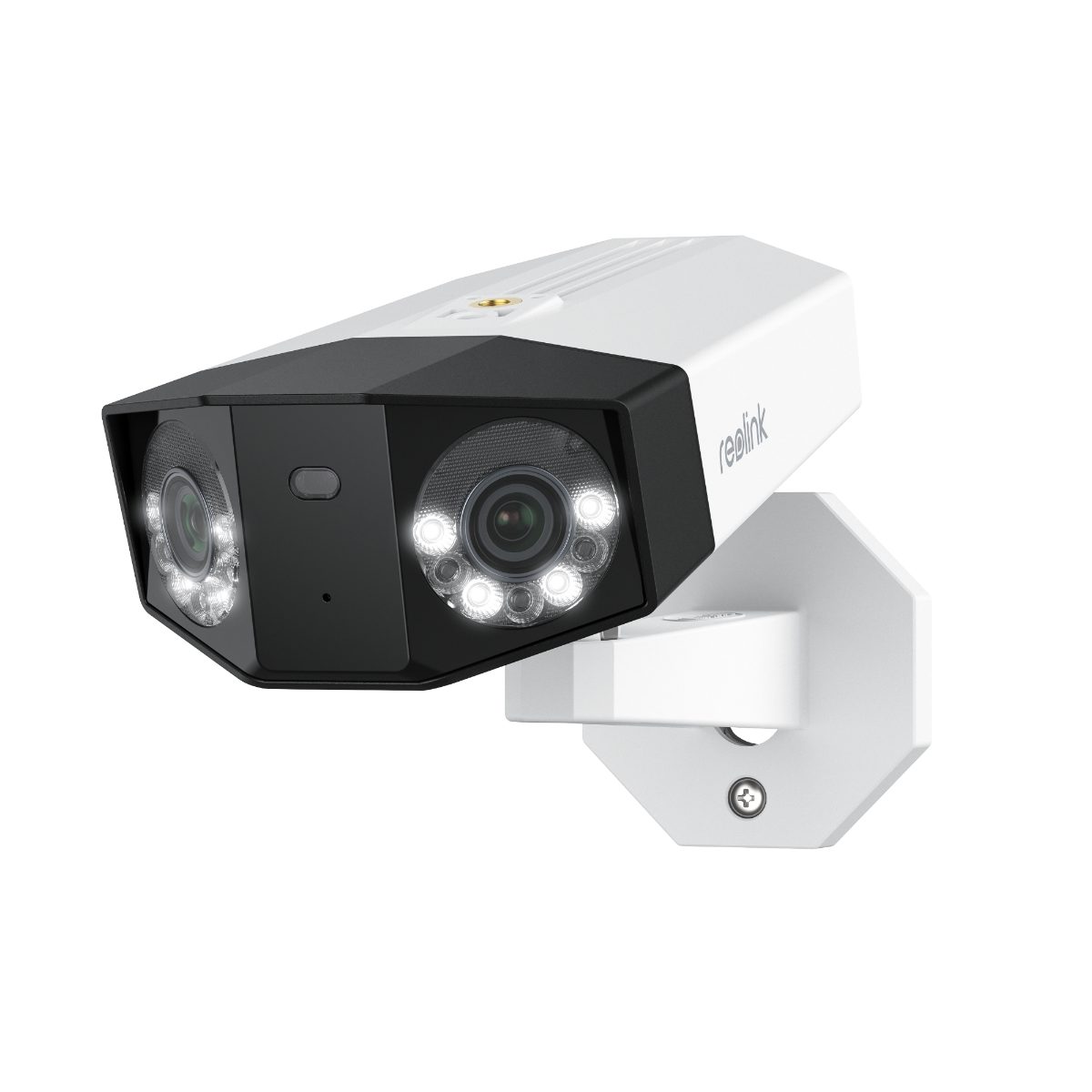 Dual-Lens PoE Security Camera with 180° Panoramic View, Duo Series P750, Bullet, 16 MP, 2.8mm/F1.6, Power over Ethernet (PoE), IP67, H.265, Micro SD, Max. 256 GB