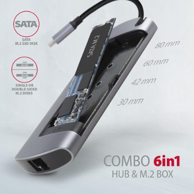 AXAGON SuperSpeed USB-C Combo 6in1 Hub, HMC-6M2