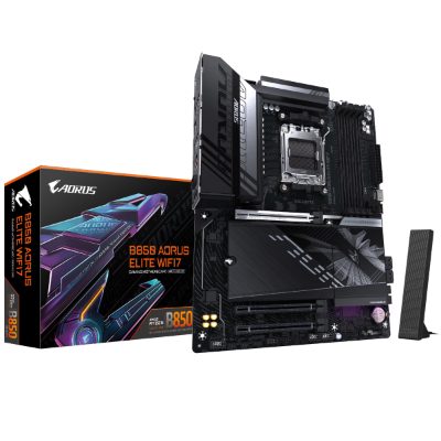 Gigabyte B850 A ELITE WF7, Processor family AMD, Processor socket AM5, DDR5, Supported hard disk drive interfaces SATA, M.2, Number of SATA connectors 4