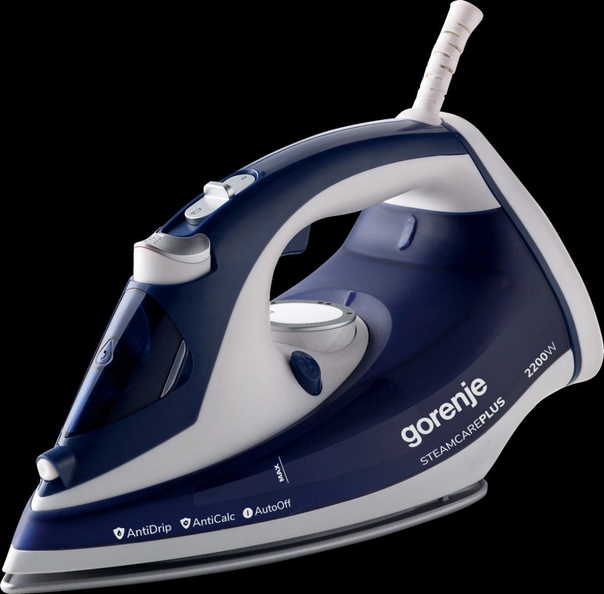 SIH2200BLC, Steam Iron, 2200 W, Water tank capacity 280 ml, Continuous steam 30 g/min, Steam boost performance 90 g/min, Blue/White