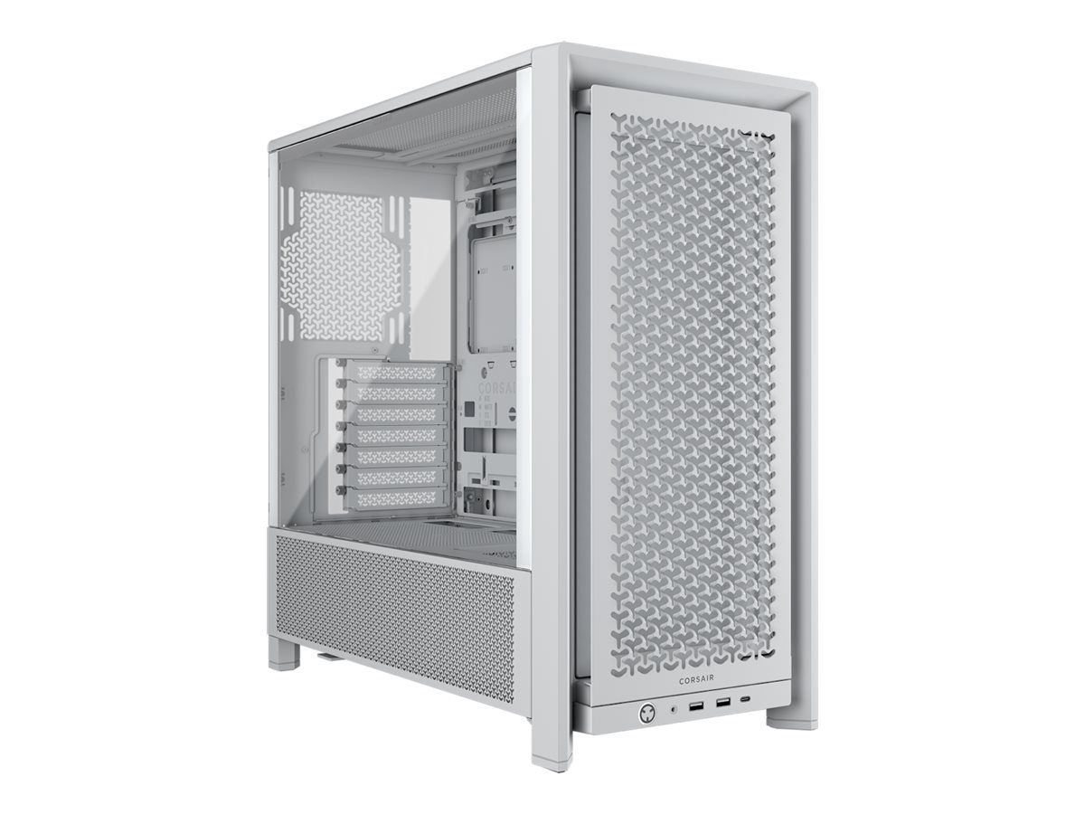 Corsair PC Case, Frame 4000D Modular, White, Mid-Tower