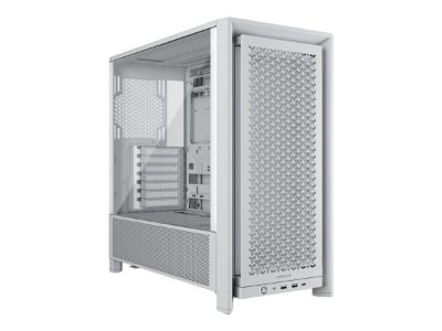 Corsair PC Case, Frame 4000D Modular, White, Mid-Tower
