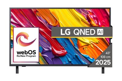 TV Set, LG, 43", 4K/Smart, 3840x2160, Wireless LAN, Bluetooth, webOS, Black, 43QNED82A3B
