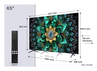 TV Set, TCL, 65 ", 4K Ultra HD, 3840 x 2160 pixels, Flat, 16:9, QD-Mini LED, 65Q6C
